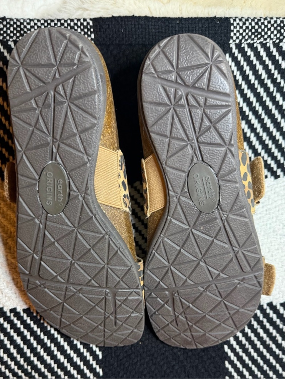 Earth Origins Leopard-Print Double Strap Slide Sandals - Tan/Black - Picture 3 of 8